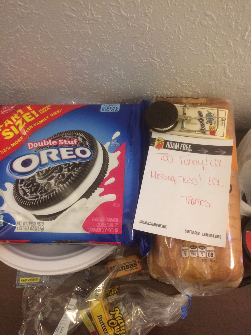 Illustration for article titled I suspect the cleaning lady at the hotel cracked open my Oreos UPDATE: You’re Welcome..?